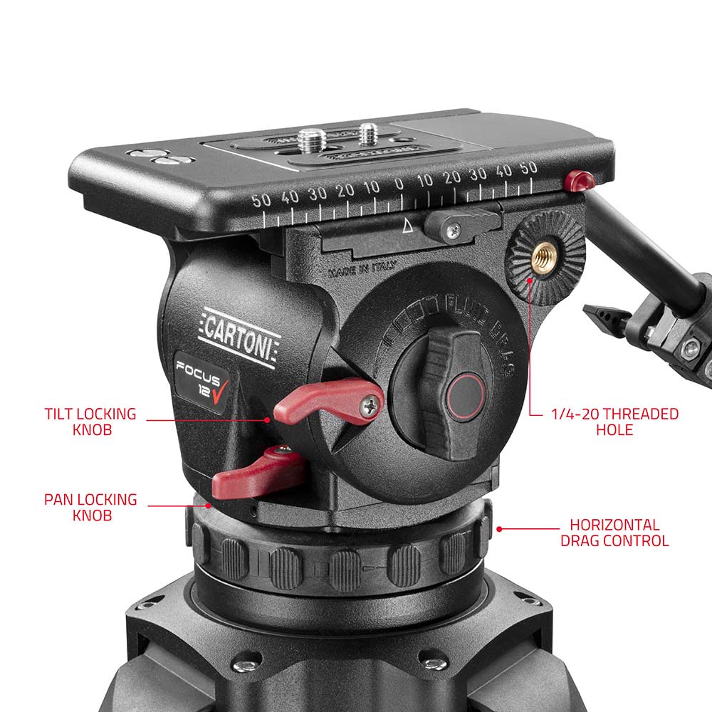 SHAPE FOCUS 12 Fluid Head with Red Lock Legs Mid-Level Spreader Tripod