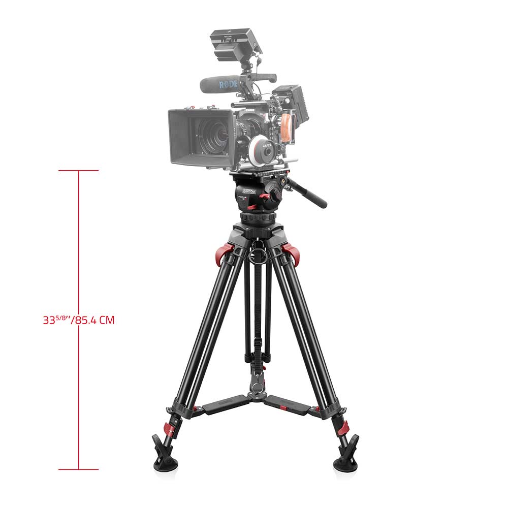 SHAPE FOCUS 12 Fluid Head with Red Lock Legs Mid-Level Spreader Tripod