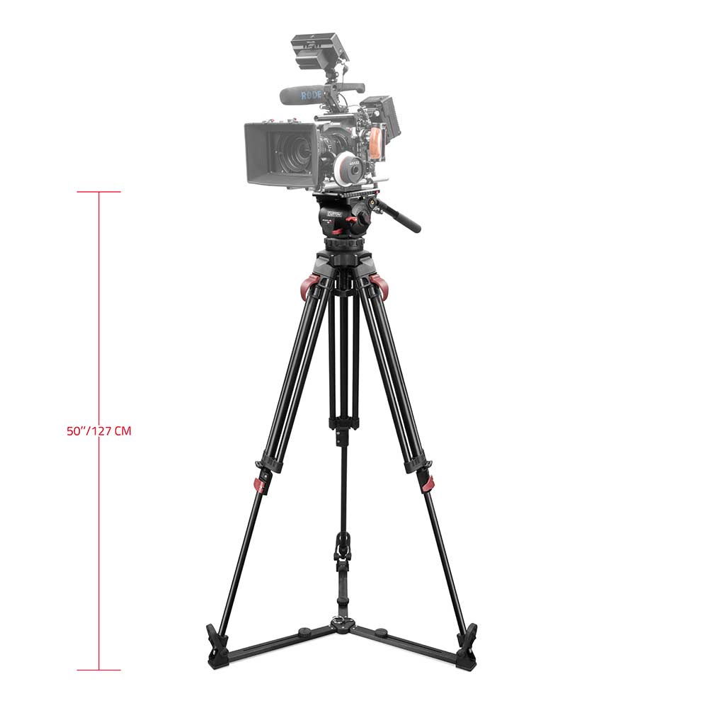 SHAPE FOCUS 12 Fluid Head with Red Lock Legs Mid-Level Spreader Tripod