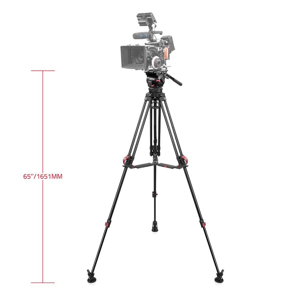 SHAPE FOCUS 12 Fluid Head with Red Lock Legs Mid-Level Spreader Tripod