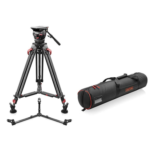 SHAPE FOCUS 12 Fluid Head with Red Lock Legs Mid-Level Spreader Tripod