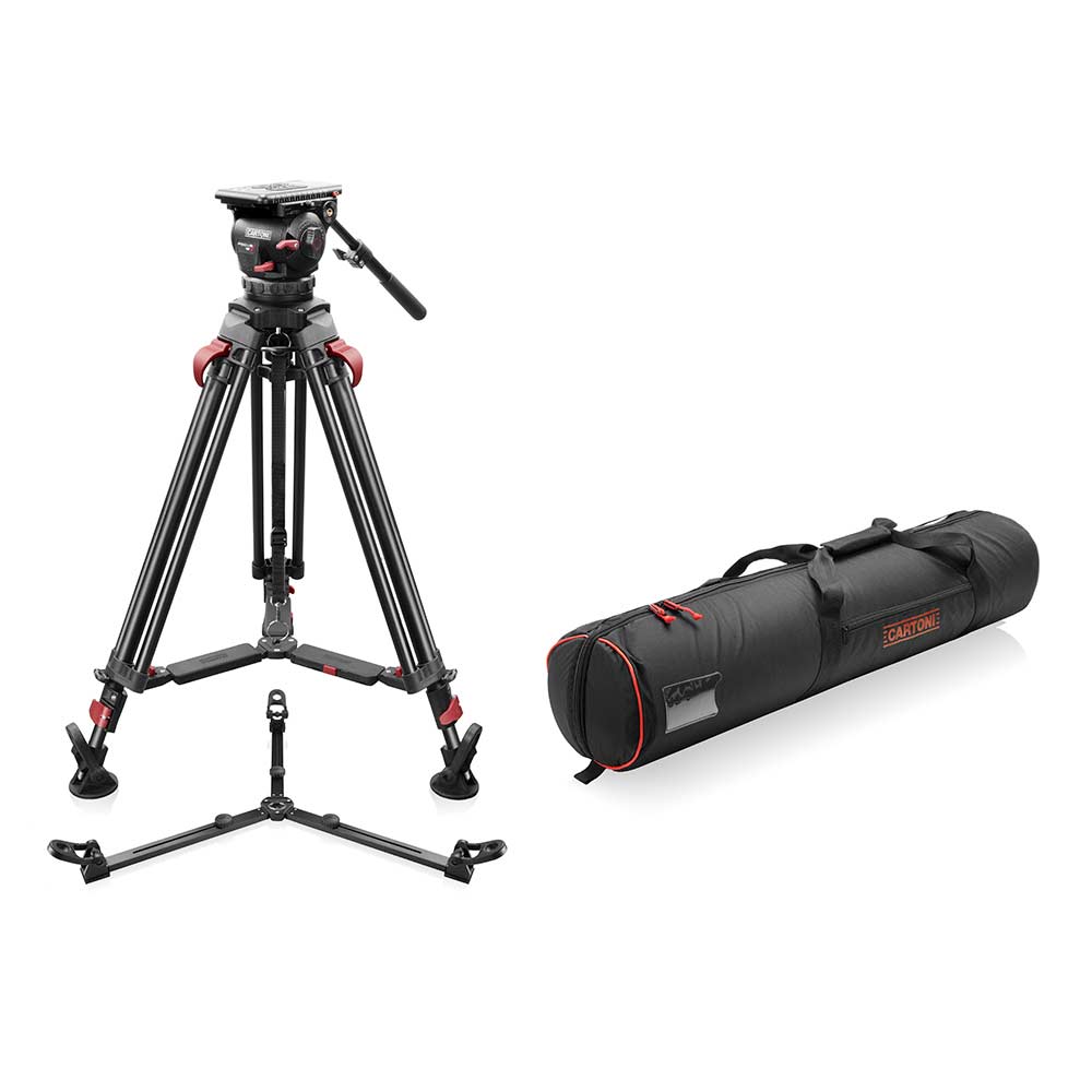 SHAPE FOCUS 12 Fluid Head with Red Lock Legs Mid-Level Spreader Tripod