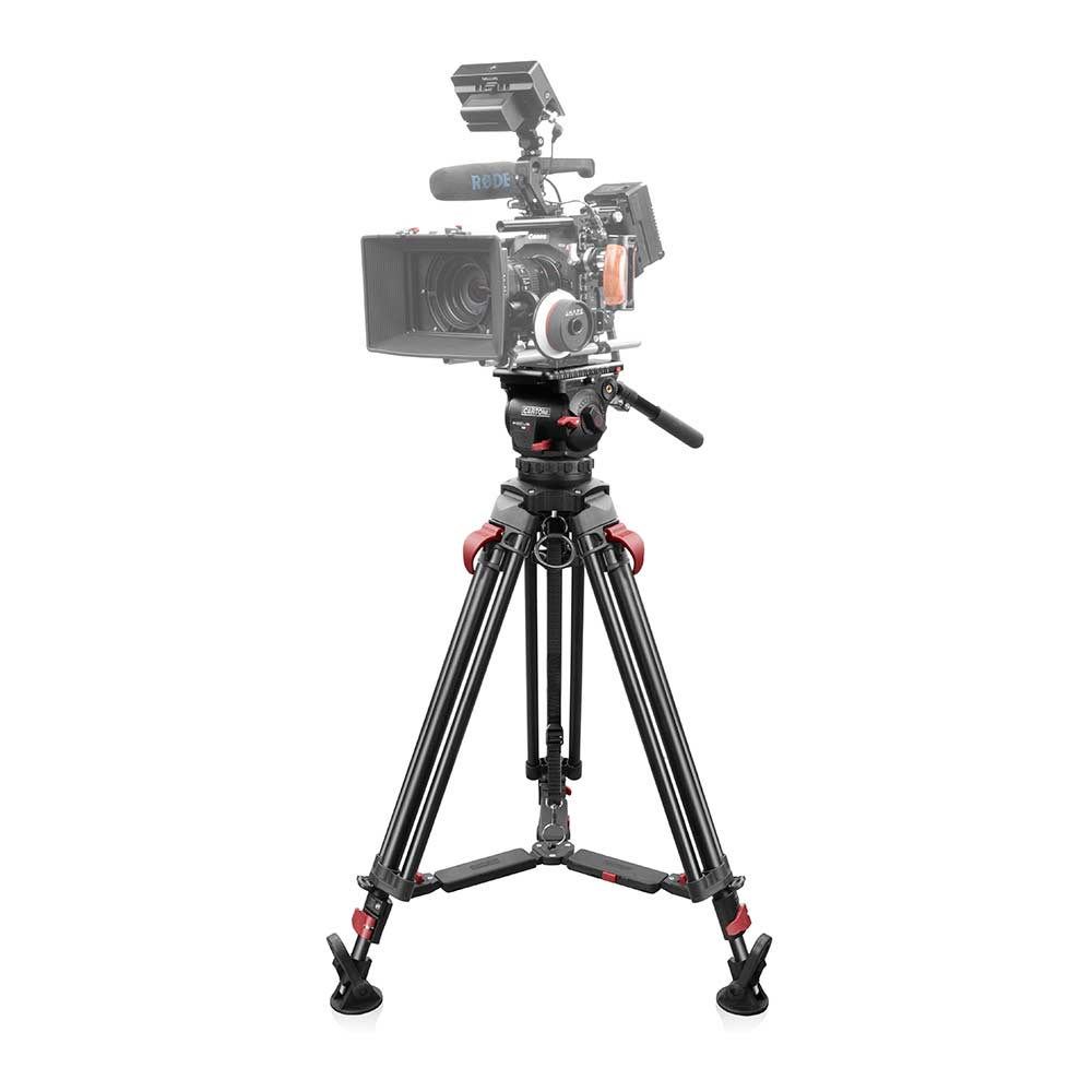 SHAPE FOCUS 12 Fluid Head with Red Lock Legs Mid-Level Spreader Tripod