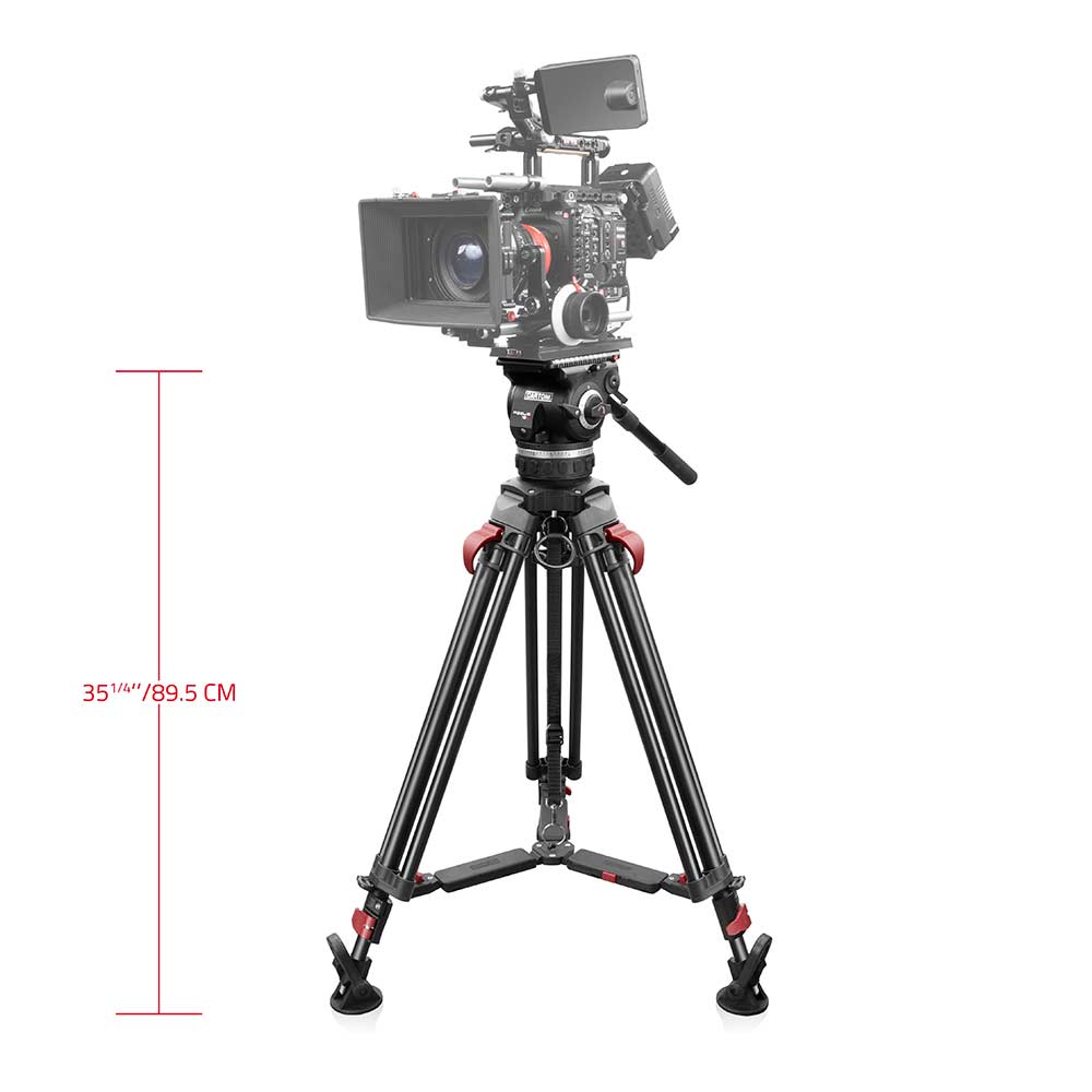 SHAPE FOCUS 18 Fluid Head with Red Lock Legs Mid-Level Spreader Tripod