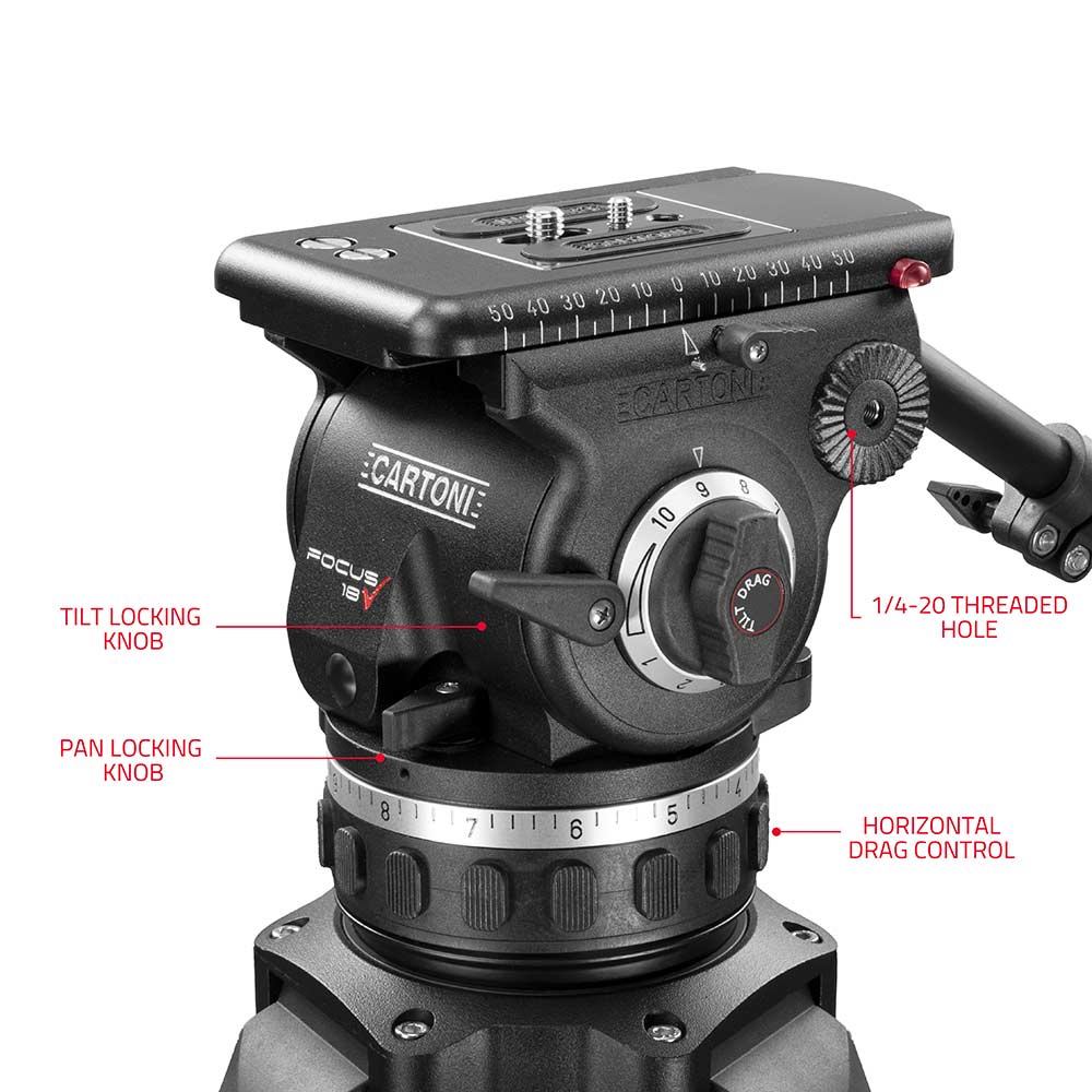 SHAPE FOCUS 18 Fluid Head with Red Lock Legs Mid-Level Spreader Tripod