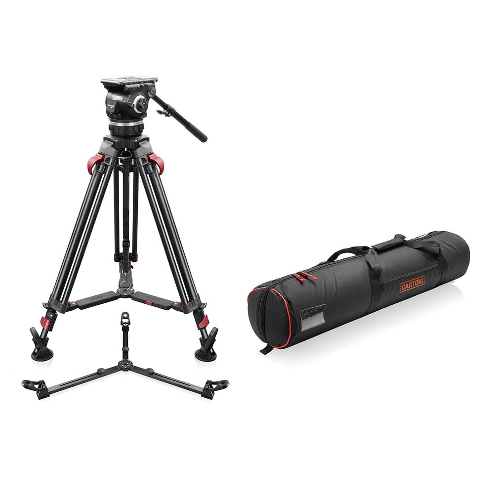 SHAPE FOCUS 18 Fluid Head with Red Lock Legs Mid-Level Spreader Tripod