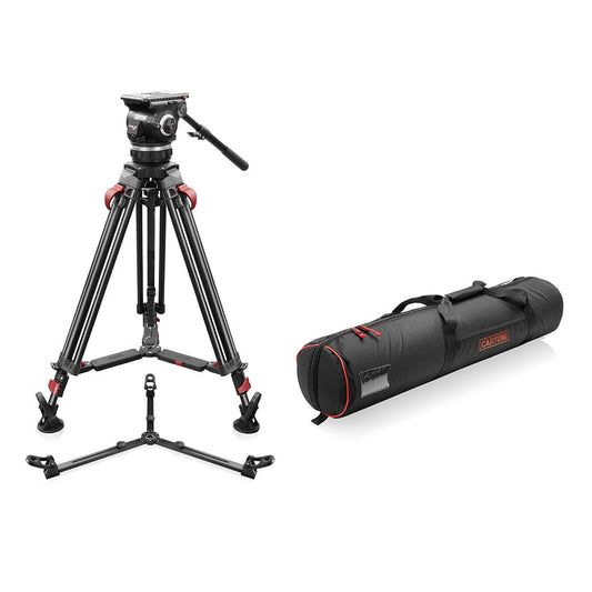SHAPE FOCUS 18 Fluid Head with Red Lock Legs Mid-Level Spreader Tripod