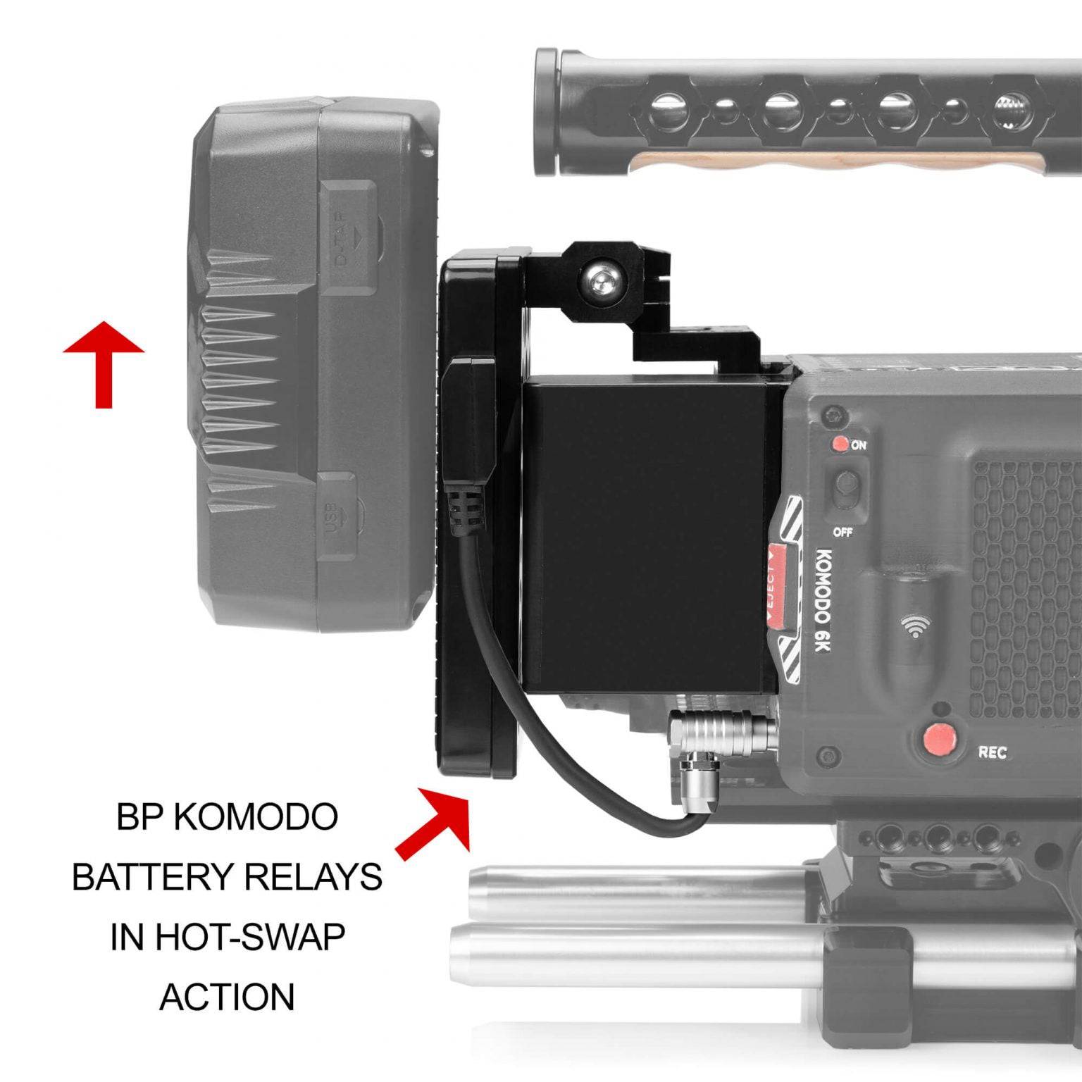 Pivoting Gold Mount Battery Plate for RED KOMODO & KOMODO 6K Production