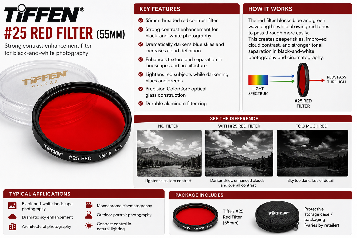 TIFFEN #25 RED FILTER (55MM)