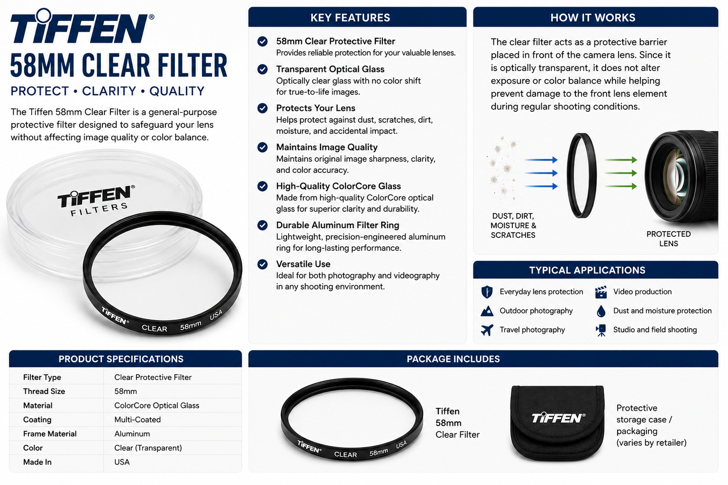 TIFFEN 58MM CLEAR FILTER