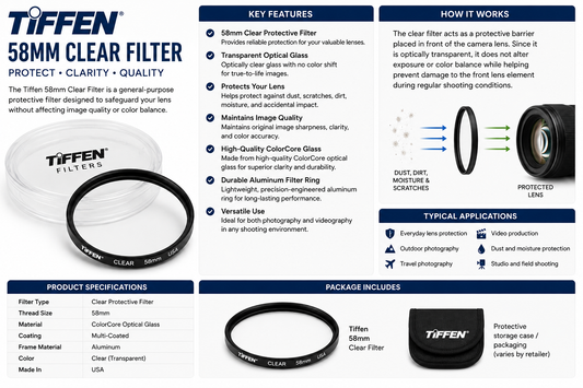 TIFFEN 58MM CLEAR FILTER