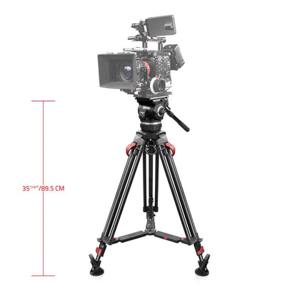 SHAPE FOCUS 18 Fluid Head with Red Lock Legs Mid-Level Spreader Tripod