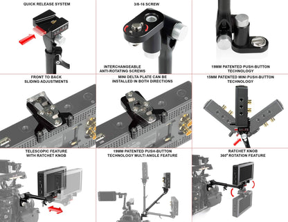 Telescopic Push Button Magic Arm with Mini Quick Release Plate